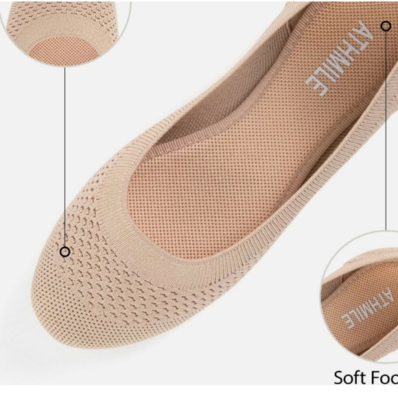 ATHMILE Washable Knit Ballet flats in a perforated nude. NWOT US SZ 10M - Picture 8 of 10